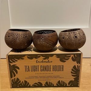 Set of 3 - Coconut Shell Tea Light Holders